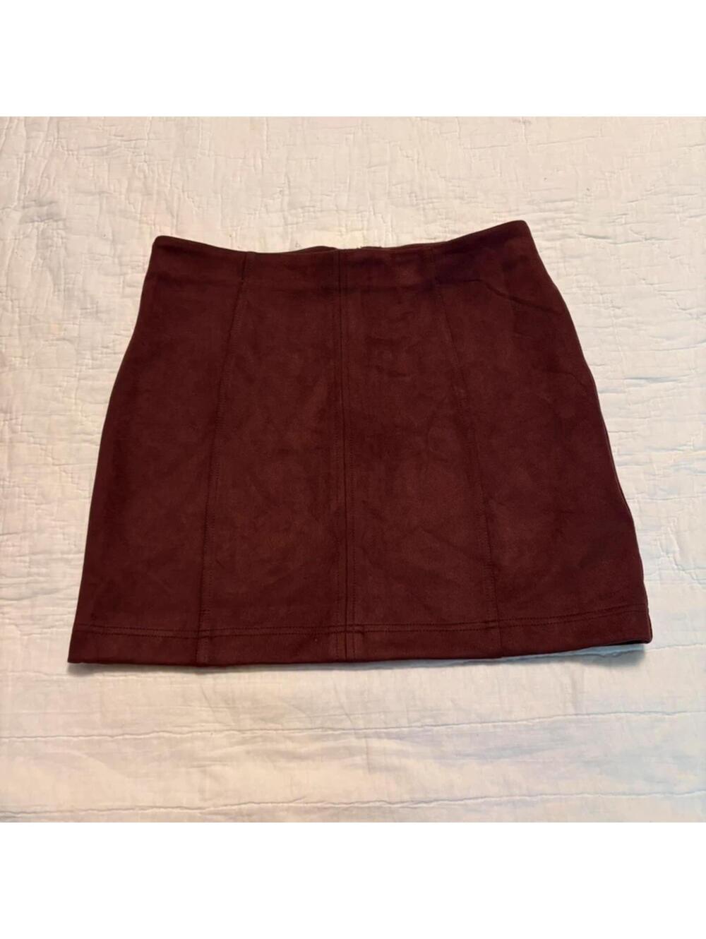 Altar'd State Faux Suede Faux Leather Mini Skirt Burgundy Maroon M